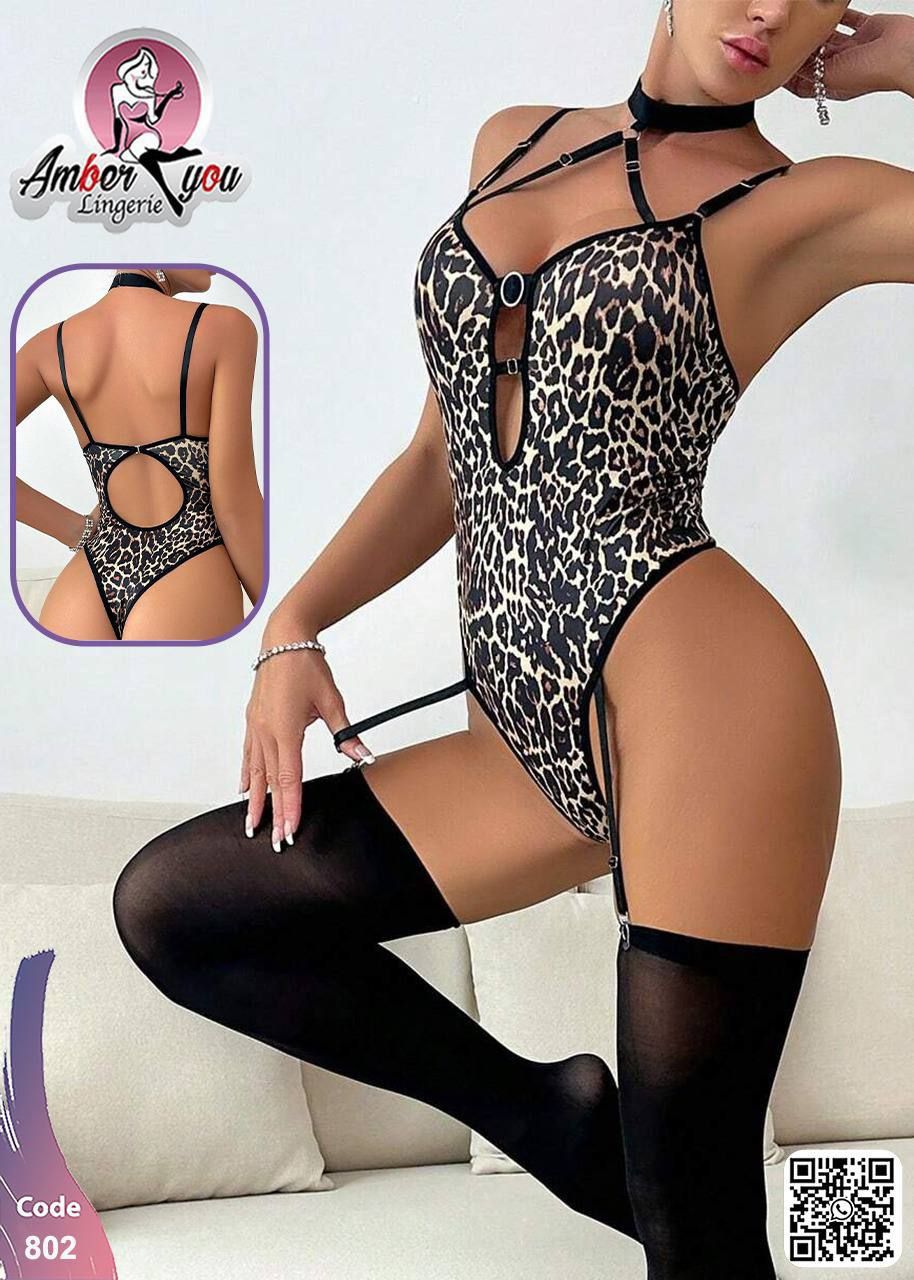 Leopard Print Strappy Lingerie Bodysuit – Code 802