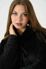 Black Hoodie & Leopard Print Pants – Velvet Winter Pajama Set