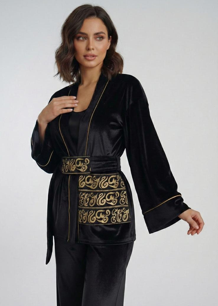 Luxury Velvet Ramadan Suit – Black & Gold Edition