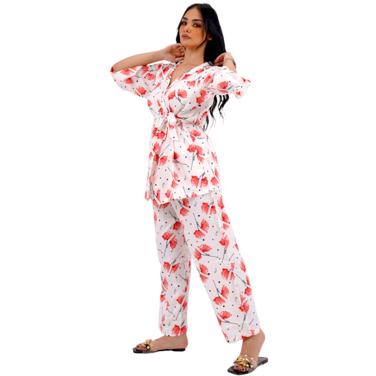 Red Satin Cotton Pajama Set - PYJAMODA